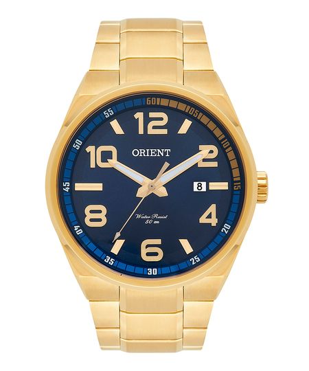 relógio masculino orient mgss1134d2kx analógico calendário dourado UNICO
