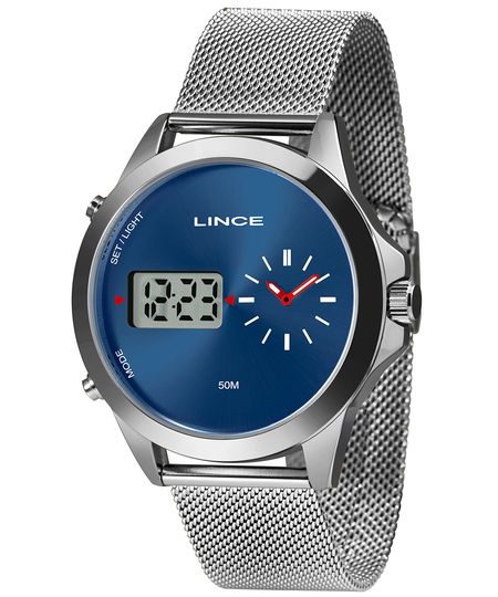 relógio masculino lince mam4722ld1sx analógico digital prateado UNICO relógio masculino lince mam4722ld1sx analógico digital prateado UNICO