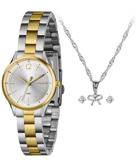 kit relógio feminino lince lrth205l30k08us2sk analógico prateado UNICO kit relógio feminino lince lrth205l30k08us2sk analógico prateado UNICO