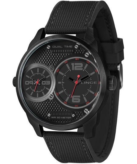 relógio masculino lince mrnh214l50pvpx dual time preto UNICO