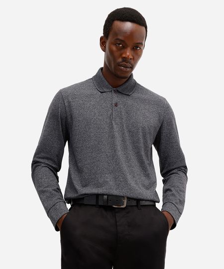 polo comfort masculina manga longa cinza M polo comfort masculina manga longa cinza M