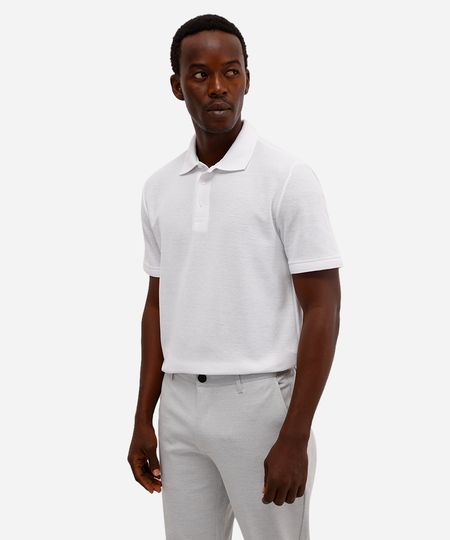 polo comfort manga curta texturizada off white M