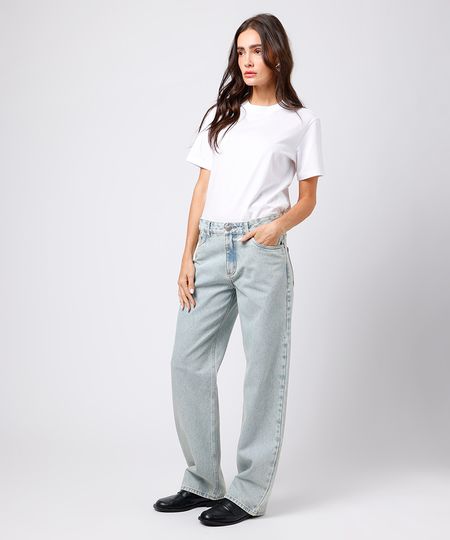 calça reta feminina jeans cintura baixa mindset azul 36