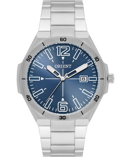 relógio masculino orient mbss1470d2sx analógico calendário prateado UNICO