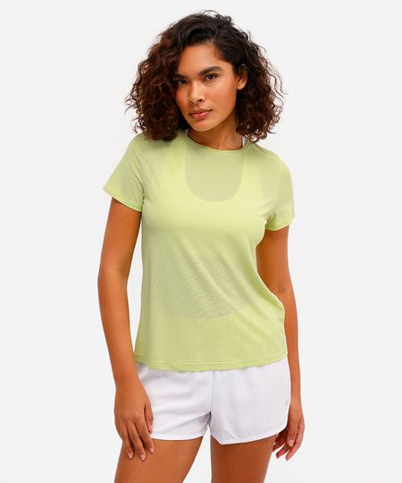 camiseta feminina esportiva ace de poliamida listrada verde P camiseta feminina esportiva ace de poliamida listrada verde P