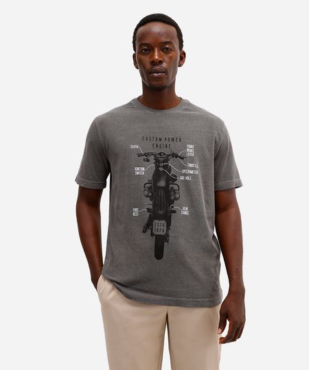 camiseta masculina de algodão motocicleta cinza M