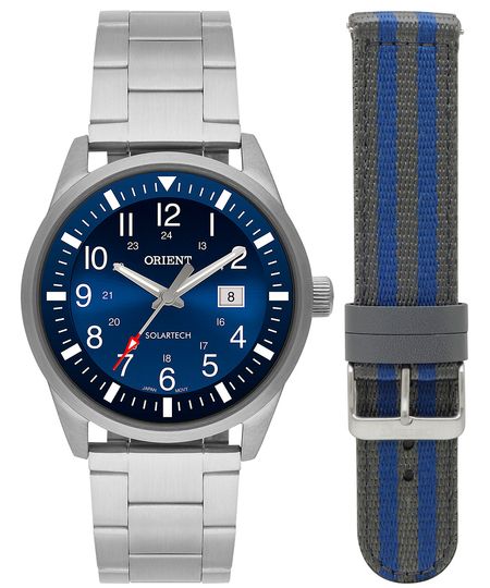 kit relógio masculino orient mbss1452d2sx analógico calendário prateado UNICO kit relógio masculino orient mbss1452d2sx analógico calendário prateado UNICO