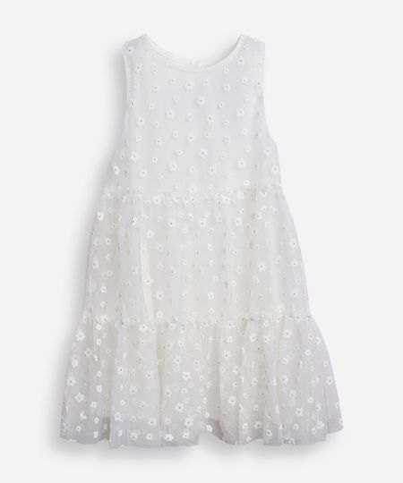 vestido infantil de tule floral off white 12
