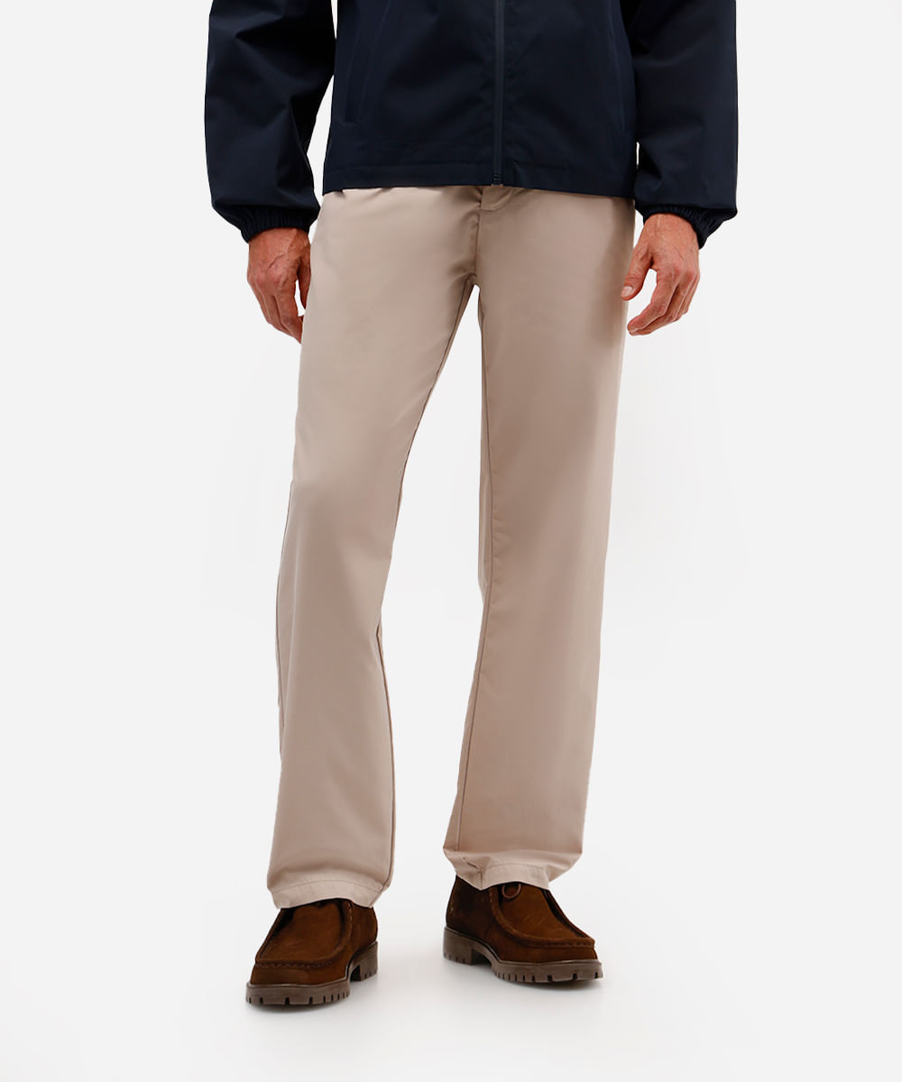 calça masculina de alfaiataria cós elástico bege