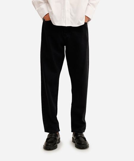 calça reta masculina jeans preta 38