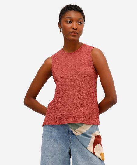 regata feminina decote redondo alça média texturizada rosa PP regata feminina decote redondo alça média texturizada rosa PP