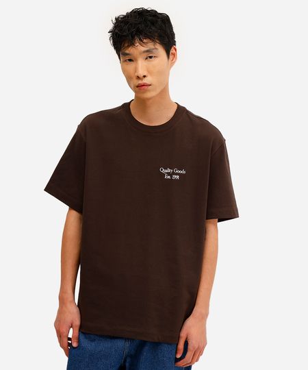 camiseta masculina de algodão quality goods marrom M