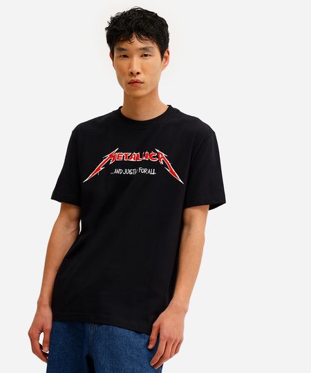 camiseta masculina de algodão metallica preta M camiseta masculina de algodão metallica preta M