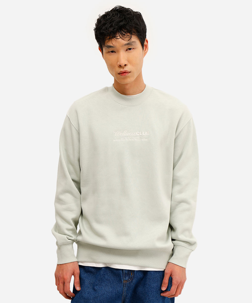 blusão masculino de moletom felpado wellness club verde