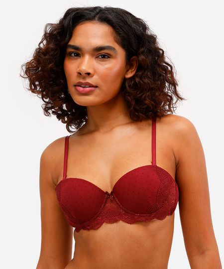 sutiã meia taça com renda floral vinho 42 sutiã meia taça com renda floral vinho 42