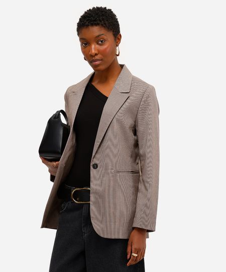 blazer feminino de alfaiataria marrom PP