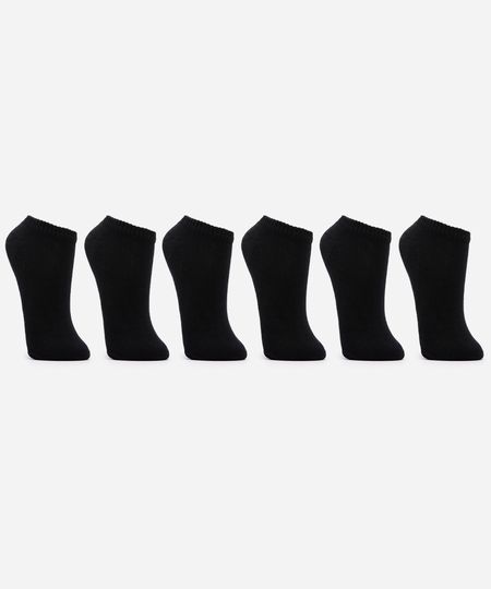 kit de 6 meias cano curto preto 41-43