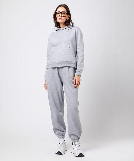 calça jogger feminina de moletom felpado mindset cinza M