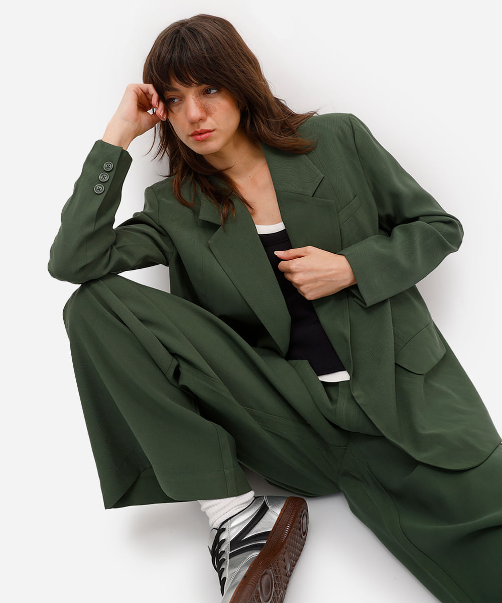 blazer feminino de viscose com cinto rita lazzarotti verde blazer feminino de viscose com cinto rita lazzarotti verde