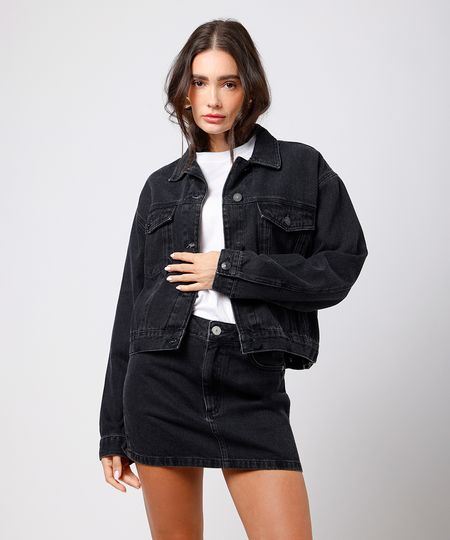 jaqueta feminina jeans mindset preta G