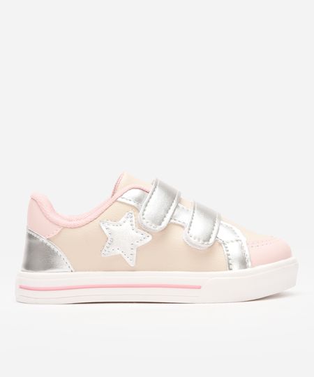 tênis infantil com velcro metalizado colorido 22