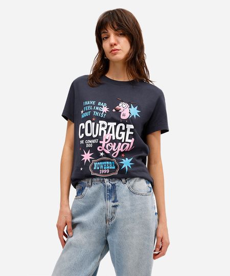 camiseta feminina de algodão coragem cinza M