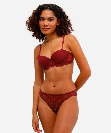 calcinha biquíni de renda floral vinho M calcinha biquíni de renda floral vinho M