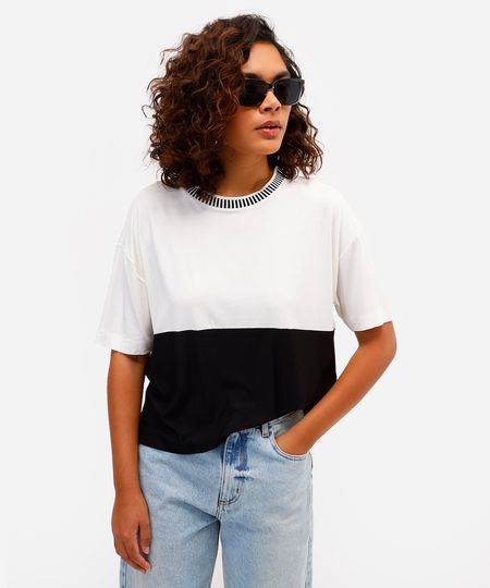 cropped feminino de viscose com recorte preta GG