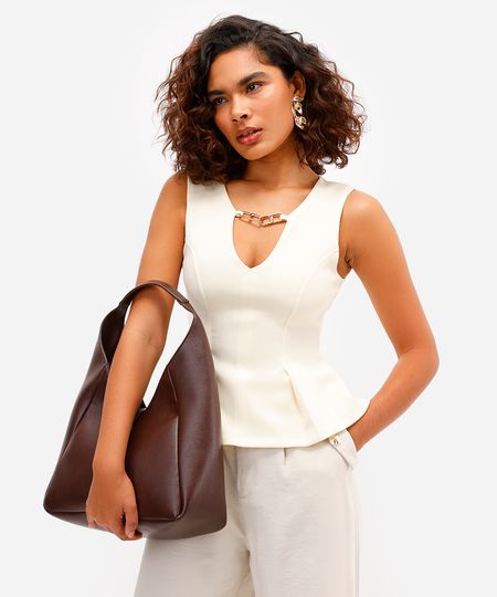 regata peplum feminina decote v amarela P