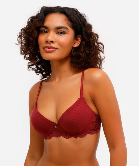 sutiã meia taça com tule e renda vinho 48 sutiã meia taça com tule e renda vinho 48