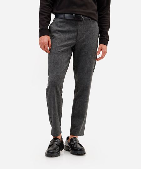 calça chino slim de alfaiataria masculina xadrez cinza 38