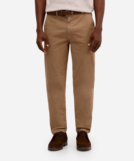 calça chino slim masculina de sarja bege 38 calça chino slim masculina de sarja bege 38