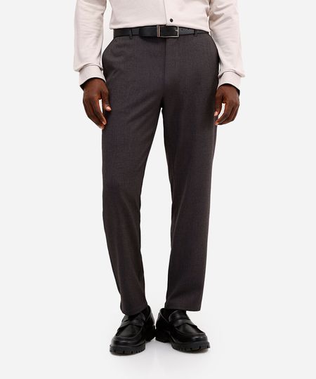 calça chino slim de alfaiataria masculina com elástico no cós cinza 38 calça chino slim de alfaiataria masculina com elástico no cós cinza 38