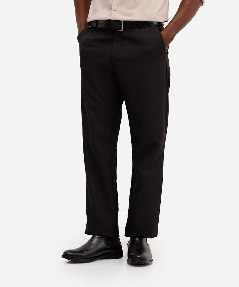 calça social reta de alfaiataria masculina preta