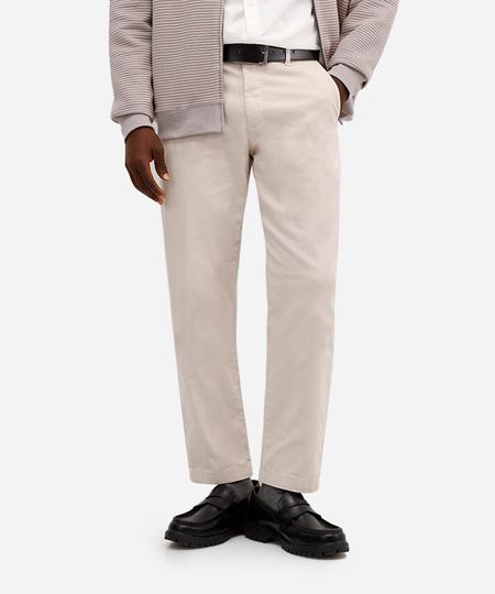 calça chino reta de sarja masculina bege 38 calça chino reta de sarja masculina bege 38