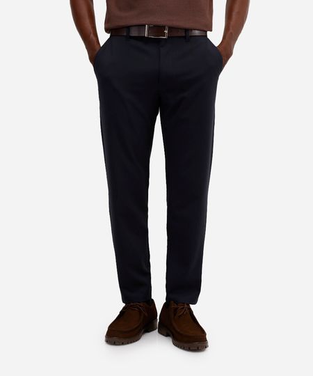 calça chino slim de alfaiataria masculina com elástico no cós azul 50 calça chino slim de alfaiataria masculina com elástico no cós azul 50