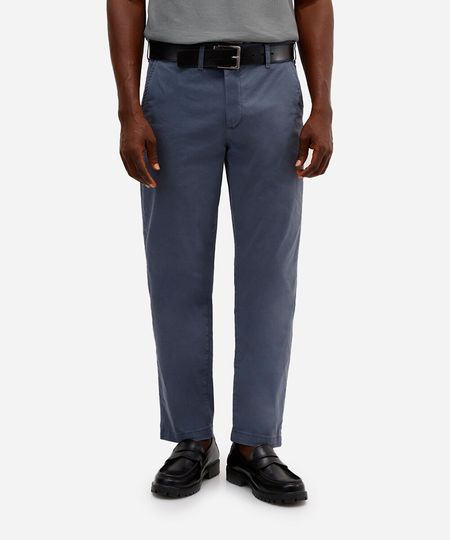 calça de sarja slim com bolsos azul 38