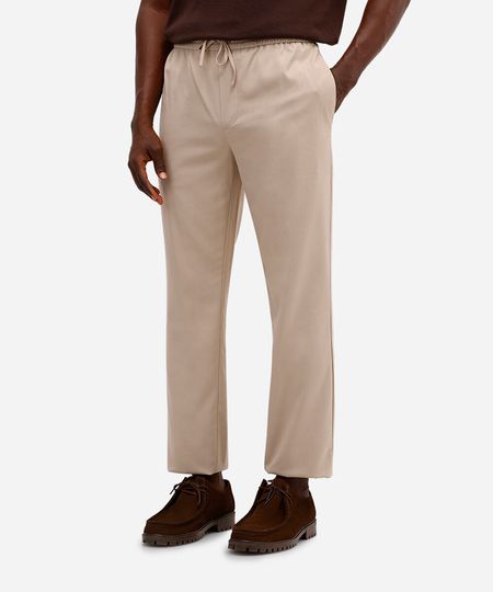 calça jogger de alfaiataria com bolso bege 42