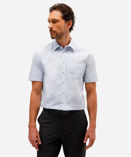 camisa manga curta com bolso azul 1