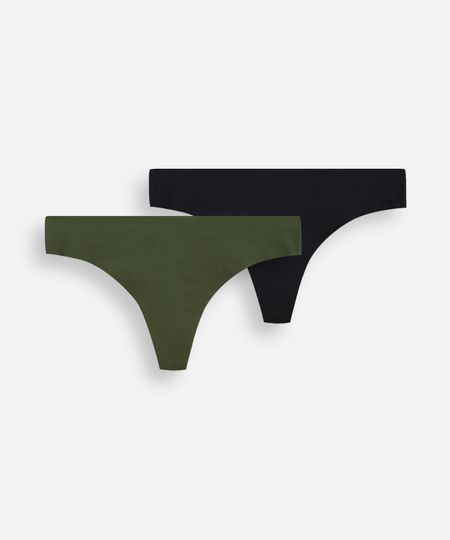 kit de 2 calcinhas fio dental de poliamida colorido PP kit de 2 calcinhas fio dental de poliamida colorido PP