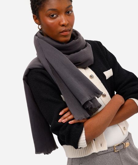 cachecol básico feminino texturizado cinza UNICO cachecol básico feminino texturizado cinza UNICO