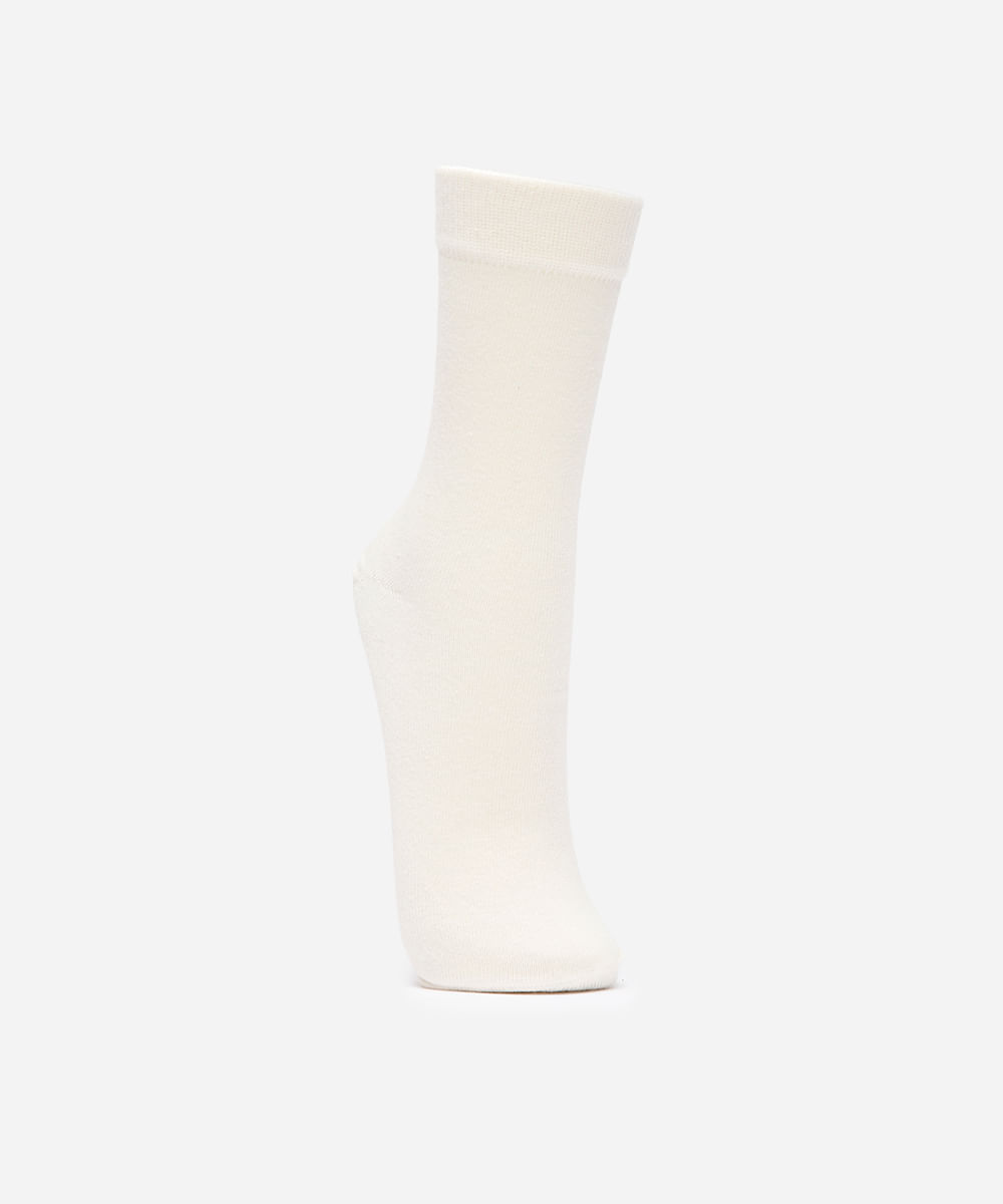 meia cano longo de algodão - off white