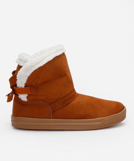 bota infantil cano curto forrada com laço marrom 28 bota infantil cano curto forrada com laço marrom 28