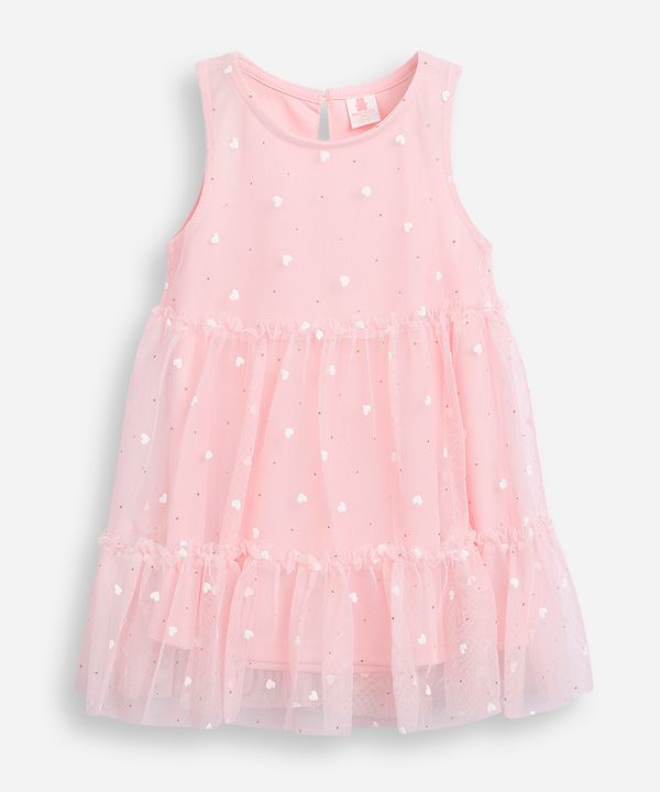 vestido infantil de tule corações rosa 18-24