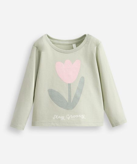 blusa infantil de algodão tulipa verde 1 blusa infantil de algodão tulipa verde 1