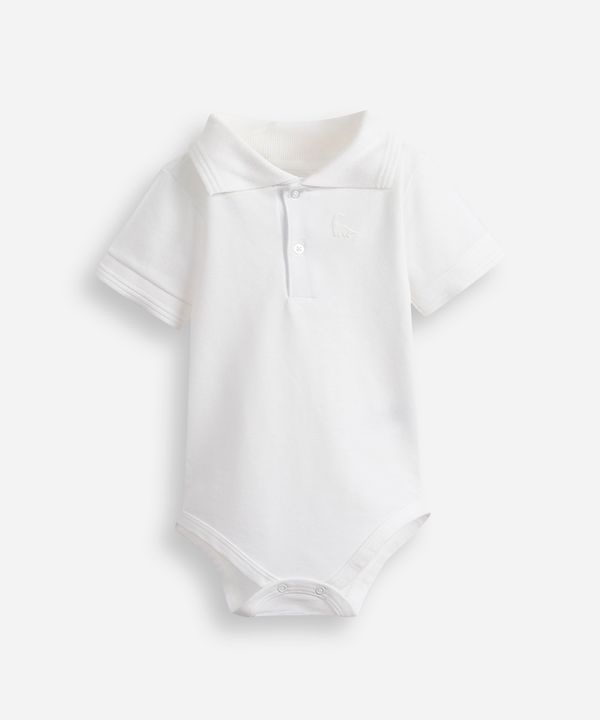 body infantil polo manga curta off white 12-18