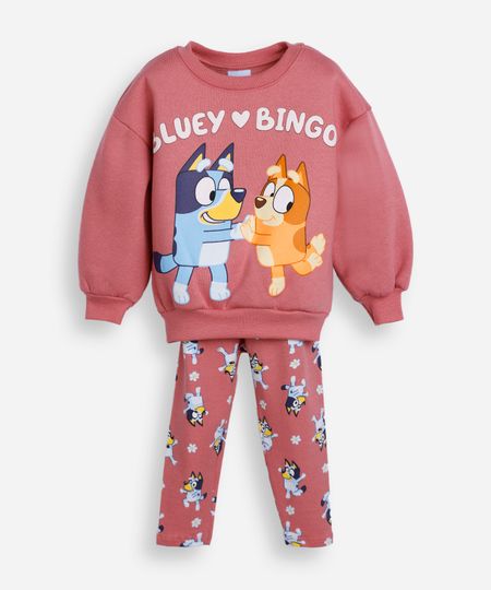 conjunto de moletom infantil bluey rosa 1