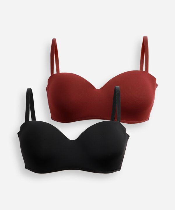 kit de 2 sutiãs femininos meia taça alça removível colorido 40