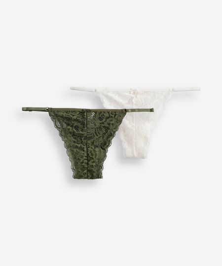 kit de 2 calcinhas femininas string fio em renda colorido P
