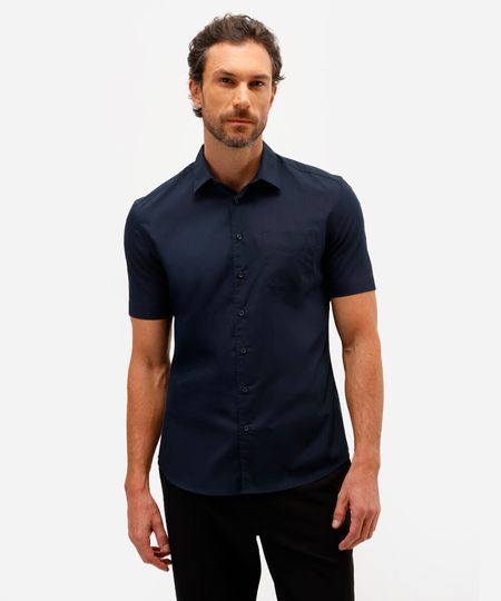 camisa manga curta com bolso azul 3
